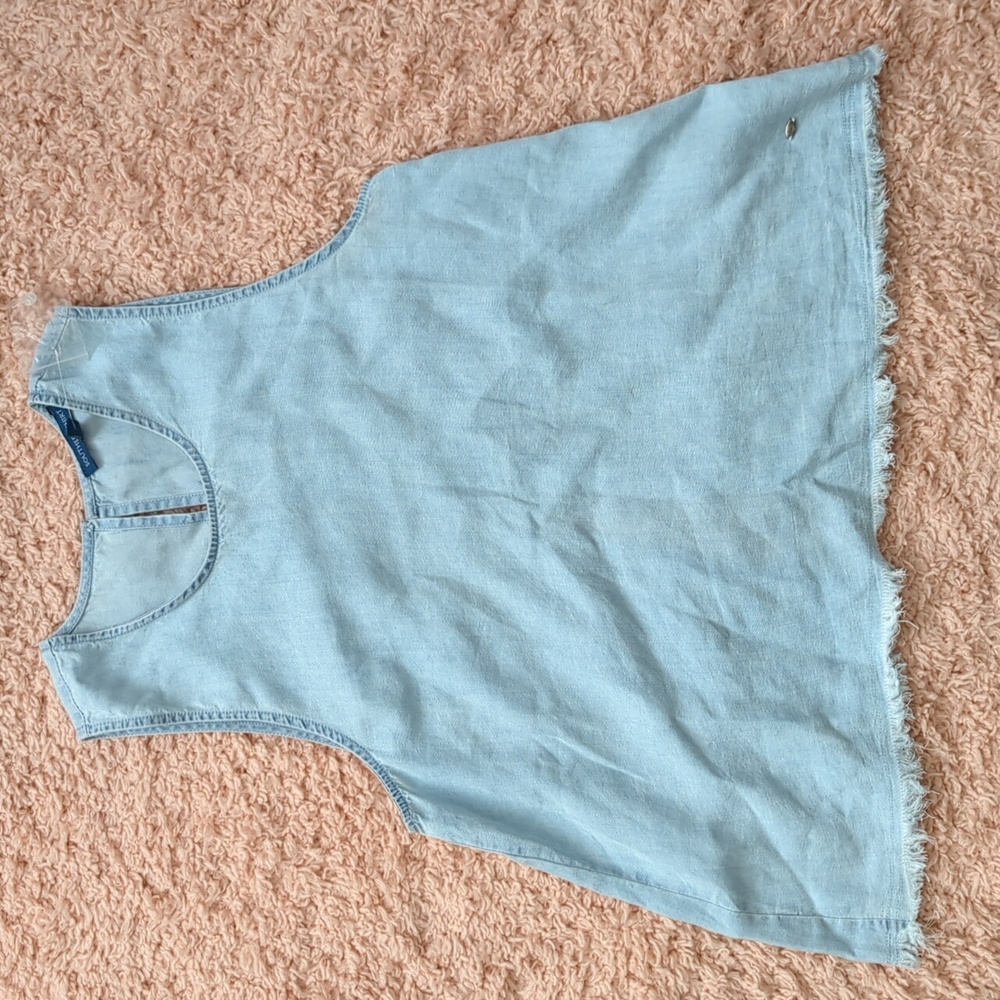 Southern Shirt Blue Raw Hem Western Cowgirl‎ Tank Top Size XS